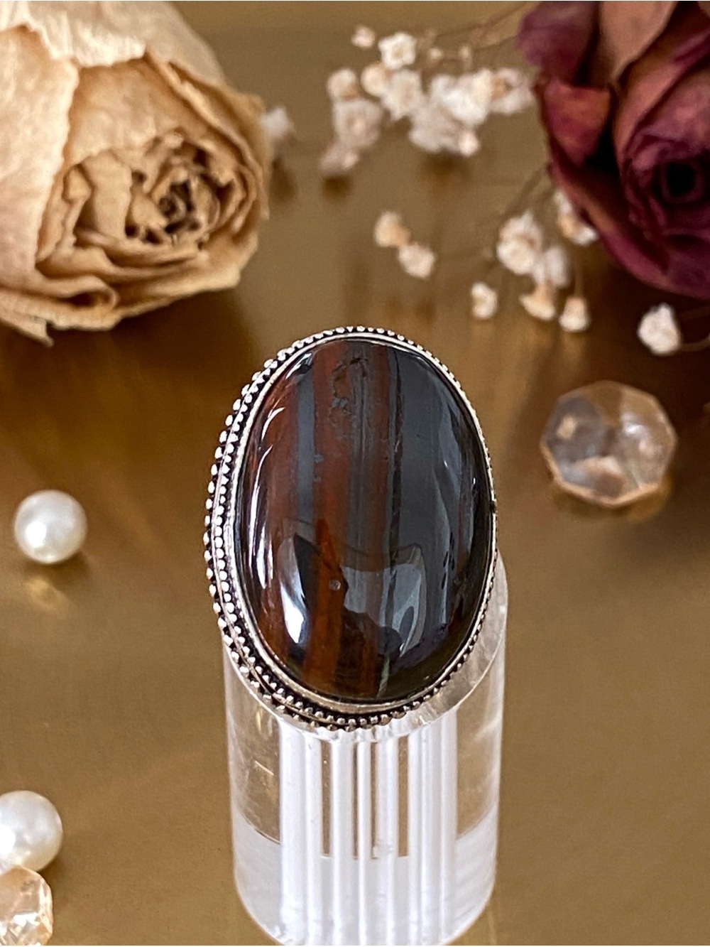 Iron Tiger’s Eye Antique Style Handcrafted Ring Size 8
